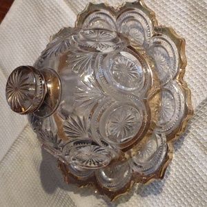 Pressed glass butter dish